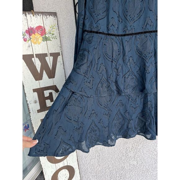 Vince Camuto Flutter Sleeve Tiered Dress - Size 14 - Teal - Picture 5 of 10